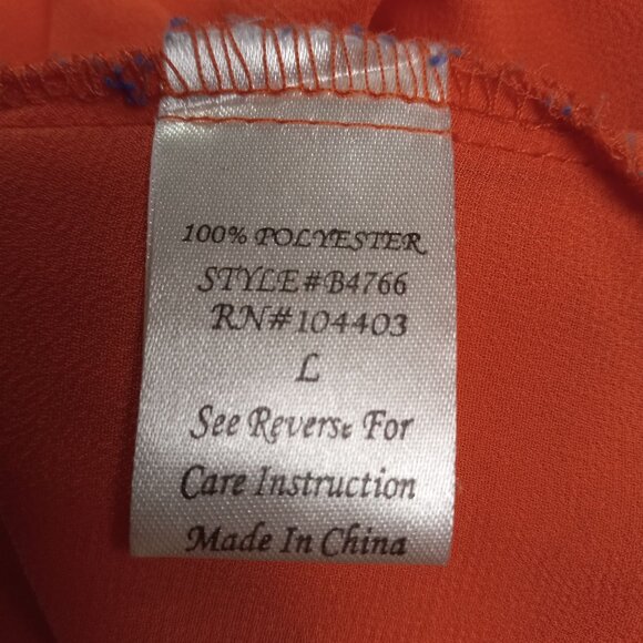 Charming Charlie Size L Top Womens Sleeveless Button Up Coral Sheer Hi Low Hem - Picture 8 of 9